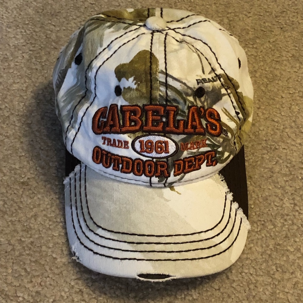 Youth Cabela’s Outdoor Dept Distressed Camo Baseball Cap - Velcro Adjustable